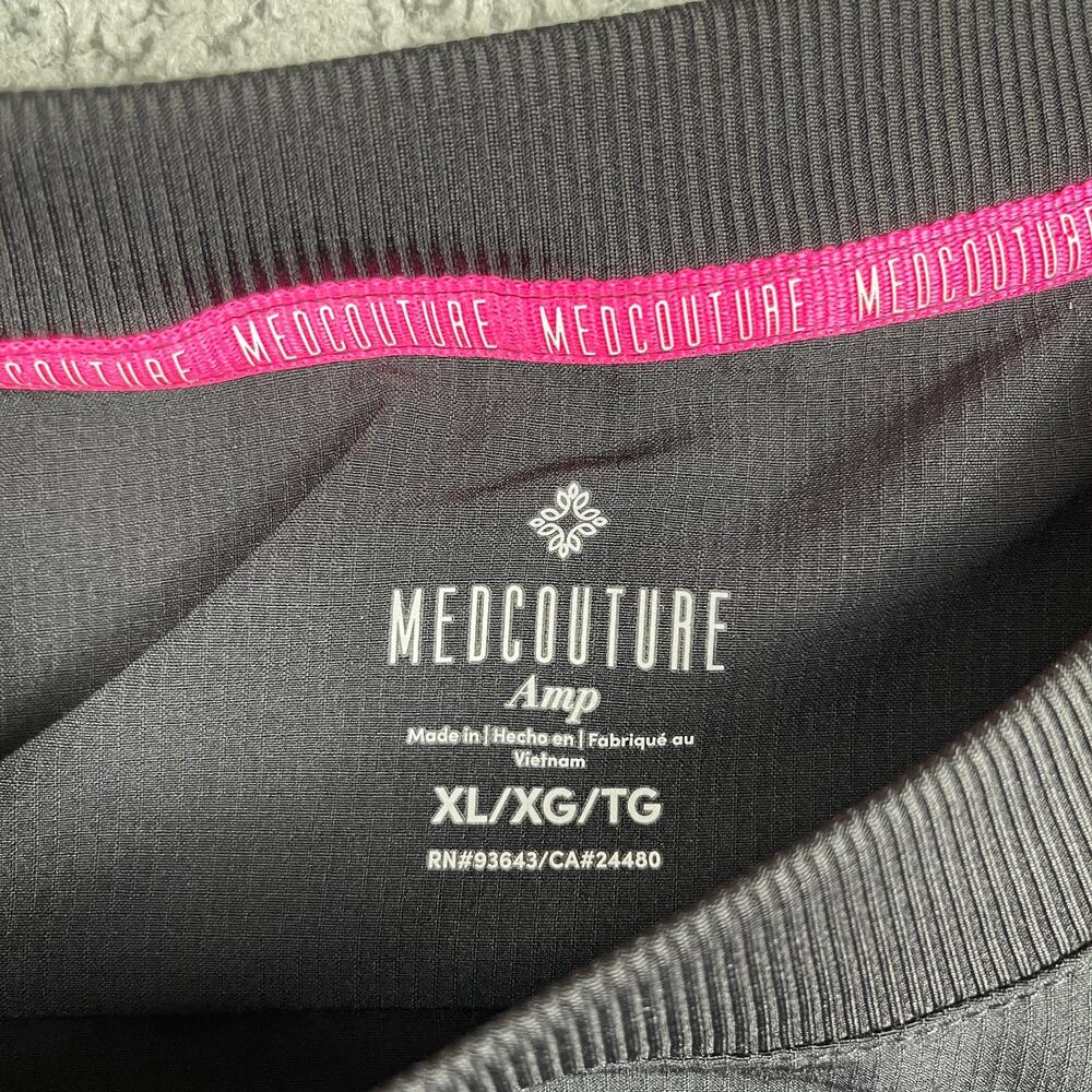 Medcouture Scrub Top Sleeveless Womens XL Black Nursing Medical Zip Pockets - Picture 4 of 11